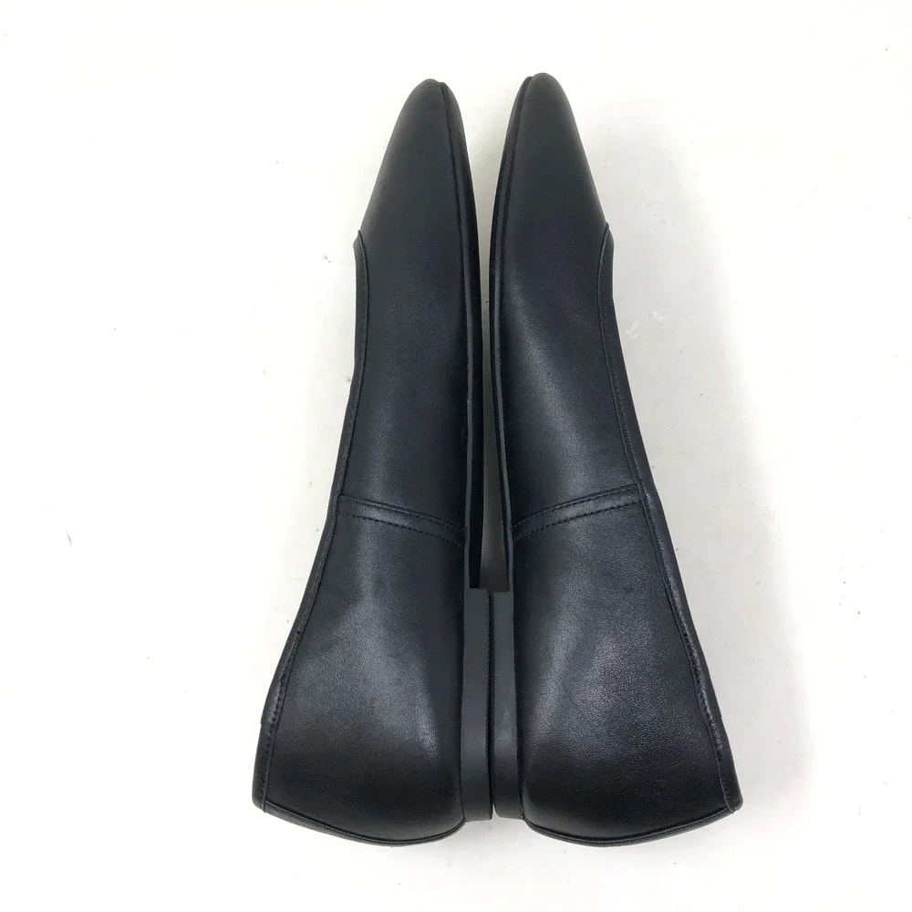 Vionic Womens 11 Orinda Square Toe Ballet Flats Black Leather Orthotic